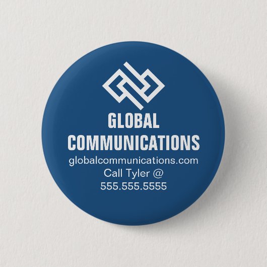 Blaue Cyber-Technologie-Computerfirma Custom Button (Vorderseite)