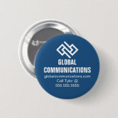 Blaue Cyber-Technologie-Computerfirma Custom Button (Vorne & Hinten)