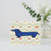 Blaue Dackel Abstrakt Fauvismus Postkarte (Stehend Vorderseite)