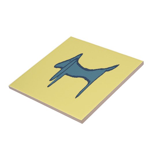 Blaue Dackel Abstrakt Fliese (Seite)