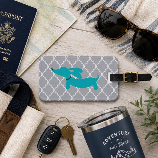 Blaue Dackel Gepäcktasche - Geschenk Gepäckanhänger