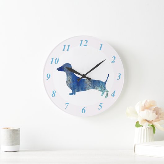 Blaue Dackel Große Wanduhr (Zuhause)