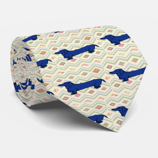 Blaue Dackel Krawatte (Gerollt)