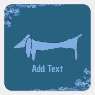Blaue Dackel, Text hinzufügen, Aufkleber