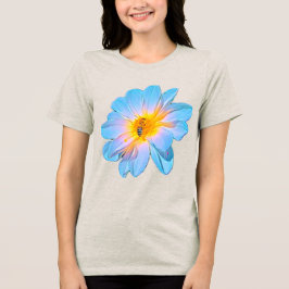 Blaue Dahlie-Blume mit Biene Haferflocken-T-Shirt Tri-Blend Shirt