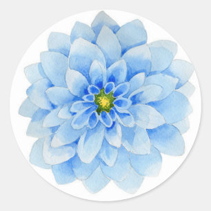Blaue Dahlie-Blumenaufkleber Runder Aufkleber