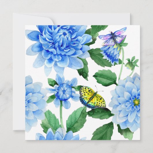 Blaue Dahlie-BlumenBrautparty-Einladung Einladung (Rückseite)