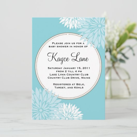 Blaue Dahlie-Einladung Einladung (Stehend Vorderseite)