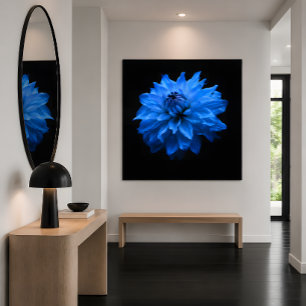 Blaue Dahlie Florale Leinwand-Wandkunst Leinwanddruck