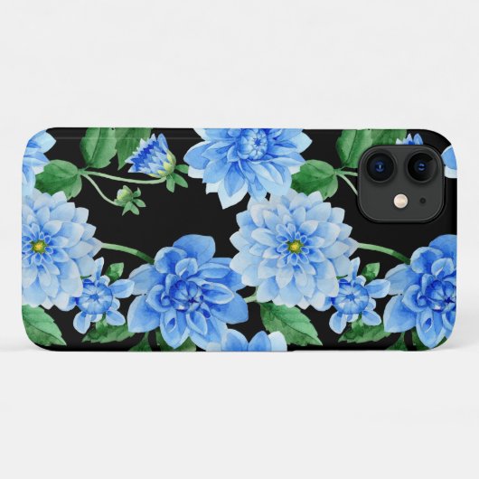 Blaue Dahlien auf schwarz Case-Mate iPhone Hülle (Rückseite (Horizontal))