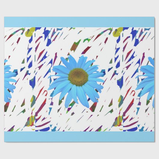 Blaue Daisy-Abstrakt-Grafik-Geschenkpapier Geschenkpapier (Flach)
