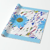 Blaue Daisy-Abstrakt-Grafik-Geschenkpapier Geschenkpapier (Ungerollt)