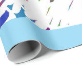 Blaue Daisy-Abstrakt-Grafik-Geschenkpapier Geschenkpapier (Rolleneckpunkt)