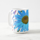 Blaue Daisy-Abstrakte Grafik-Kaffeetasse Kaffeetasse (Vorderseite Links)