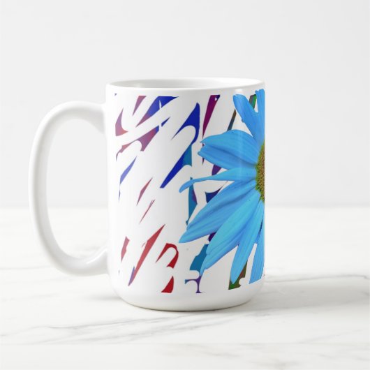 Blaue Daisy-Abstrakte Grafik-Kaffeetasse Kaffeetasse (Links)