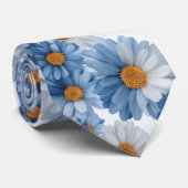 Blaue Daisy-Aquarell-Blumenmuster Krawatte (Gerollt)