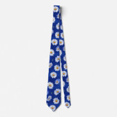 Blaue Daisy-Aquarell-Blumenmuster Krawatte (Vorderseite)