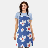 Blaue Daisy-Blumenmuster Spielende Blumenkunst Schürze (Getragen)