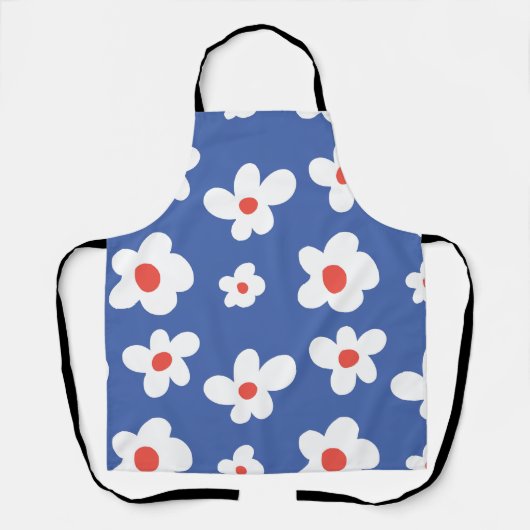 Blaue Daisy-Blumenmuster Spielende Blumenkunst Schürze (Vorderseite)