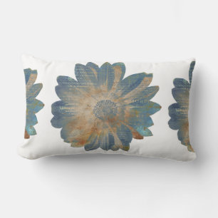 Blaue Daisy/einfarbig braune reversible Lendenkiss Lendenkissen