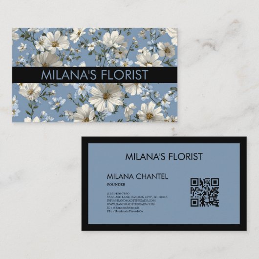 Blaue Daisy Moderne Trendige Blume Florist Visitenkarte (Vorne/Hinten)
