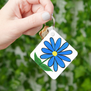 Blaue Daisy-Monogramm-Rückseite Schlüsselanhänger