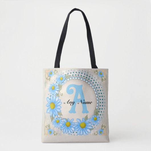 Blaue Daisy-Monogramm Tasche (Vorderseite)