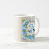 Blaue Daisy-Monogramm-Tasse Kaffeetasse (VorderseiteRechts)