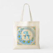 Blaue Daisy-Monogramm Tragetasche (Rückseite)