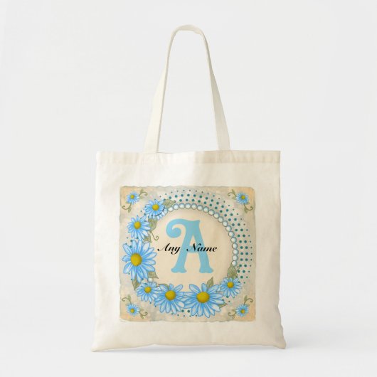 Blaue Daisy-Monogramm Tragetasche (Vorne)