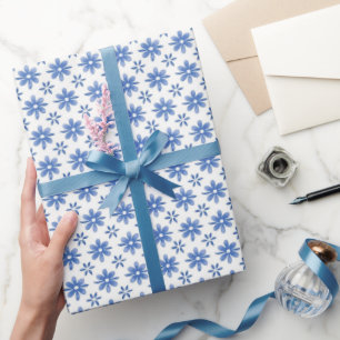 Blaue Daisy-Parade Geschenkpapier
