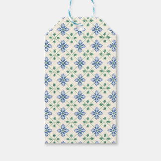 Blaue Daisy- und Blattgarten-Muster-Geschenkanhäng Geschenkanhänger
