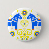 Blaue Dala Pferde Button (Vorderseite)