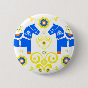 Blaue Dala Pferde Button