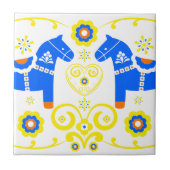 Blaue Dala Pferde Fliese (Vorderseite)