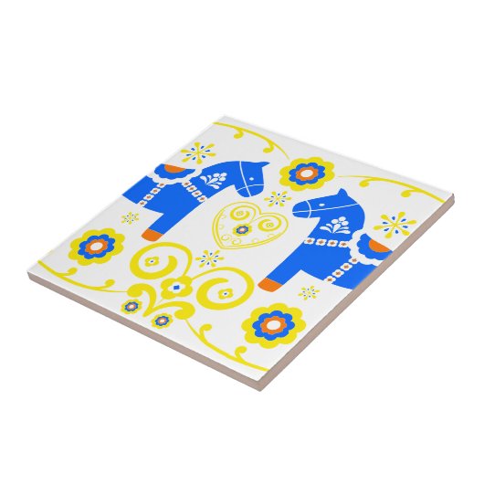 Blaue Dala Pferde Fliese (Seite)