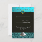 BLAUE DAMASK BEACH WEDD - BRAUTPARTY UAWG RSVP KARTE (Rückseite)