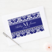 Blaue Damaske Hochzeitsweinmarke Rechteckiger Aufkleber (Umschlag)