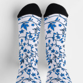 Blaue Damasken auf Weiß Socken (Oben)