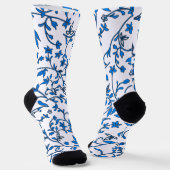 Blaue Damasken auf Weiß Socken (Gewinkelt)