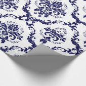 Blaue Damasken mit weißer Blüte Geschenkpapier (Ecke)