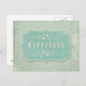 Blaue Damaskus Happy Label Soft Postkarte (Vorne/Hinten)