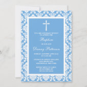 Blaue Damaskus-Kreuztaufe oder Weihnachten Einladung (Vorderseite)
