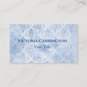 Blaue Damast Elegante Vintage-Typografie Visitenkarte