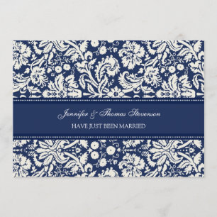 Blaue Damast-gerade verheiratete Ankündigung