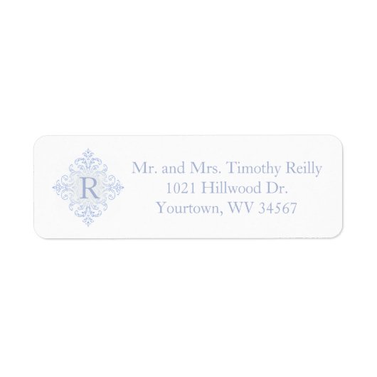 Blaue Damast-Initialen-Familienmonogramm (Vorne)