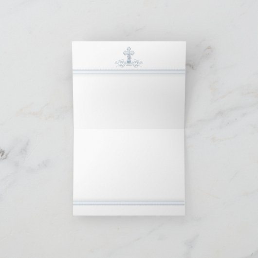 Blaue Damast-Kreuz-Taufe danken Ihnen Karten (Innenseite)