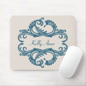 Blaue Damast-Mauspad im Chic-Design Mousepad (Mit Mouse)