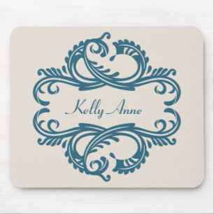 Blaue Damast-Mauspad im Chic-Design Mousepad