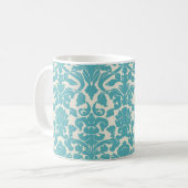 Blaue Damast-Tasse des Aqua Kaffeetasse (Vorderseite Links)